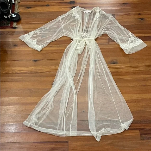 Victoria's Secret Satin Gown Robe Set Womens M/L Bride Lace Elegant - Picture 4 of 16